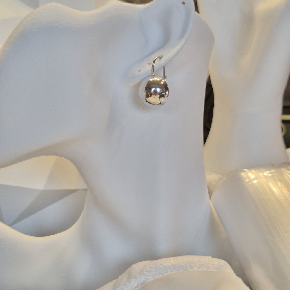 Sterling Silver Ball Leverback Earrings 925 Thailand Minimalist Dangle